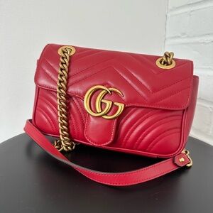 Gucci Red Quilted Leather Crossbody with Gold Hardware